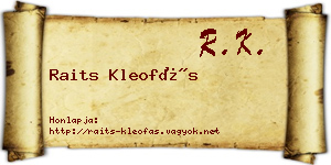 Raits Kleofás névjegykártya